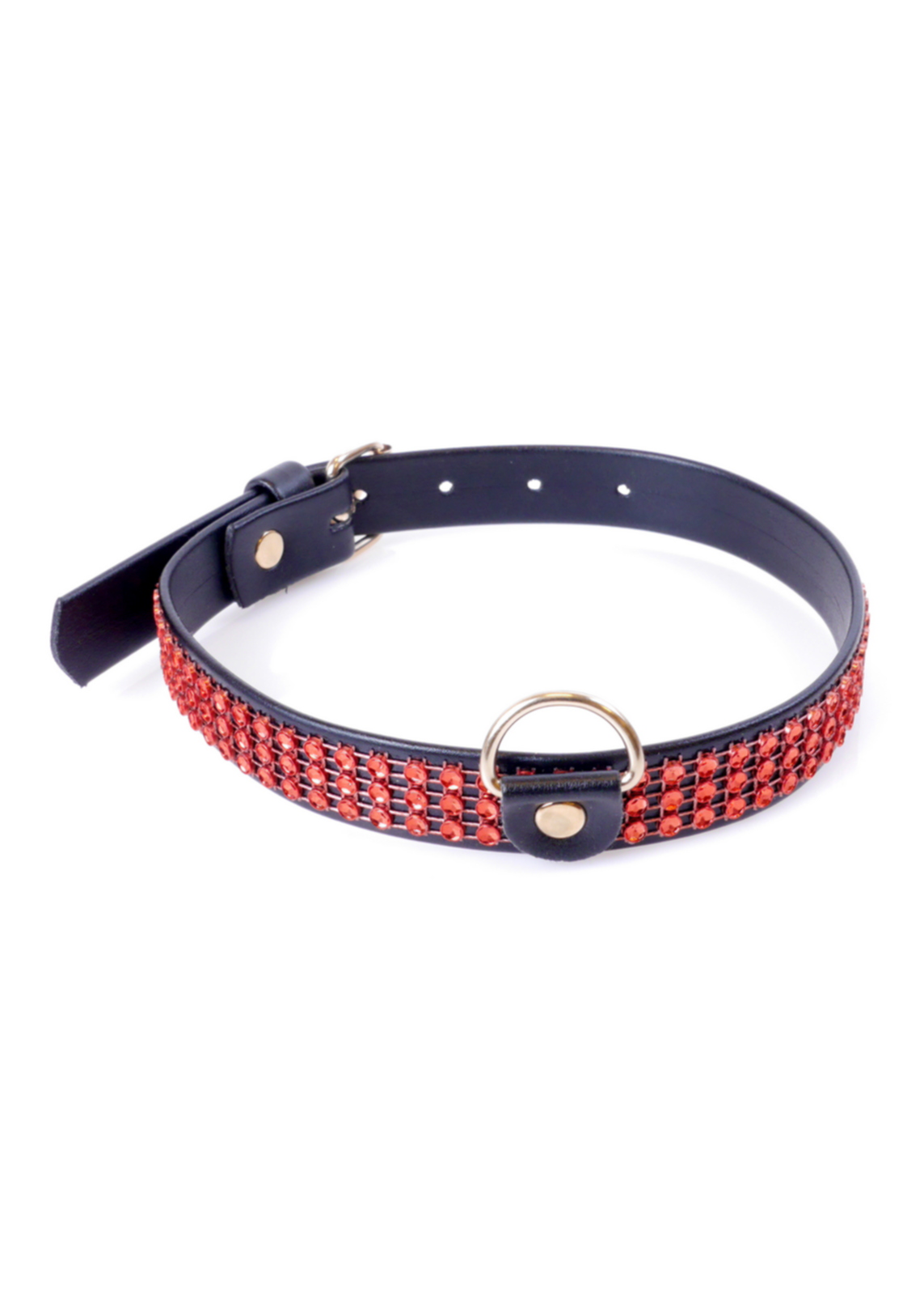 Fetish Fantasy Collar With Crystals 2 Cm Red Line - Obroża na szyje, czerwono - czarna ▶️▶️ DYSKRETNIE ▶️ GWARANCJA ▶️ PRZESYŁKA 24h ▶️