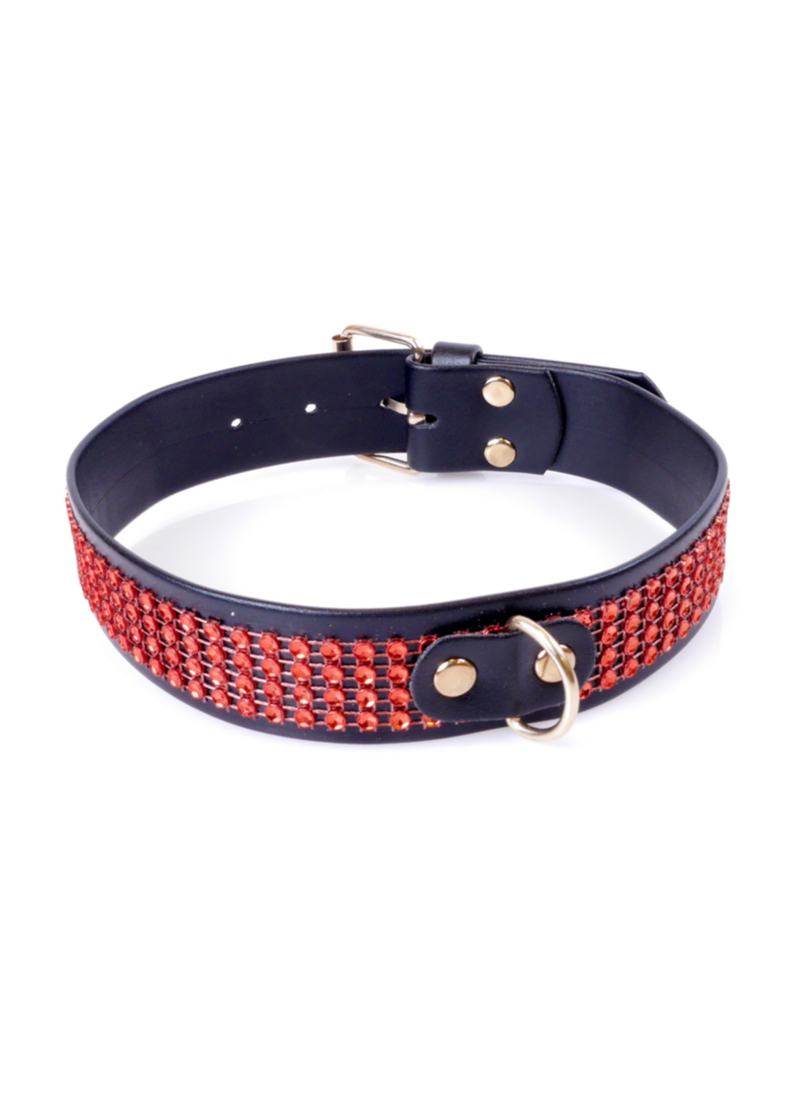 Fetish Fantasy Collar With Crystals 3 Cm Red Line - Obroża na szyje, czerwono - czarna ▶️▶️ DYSKRETNIE ▶️ GWARANCJA ▶️ PRZESYŁKA 24h ▶️