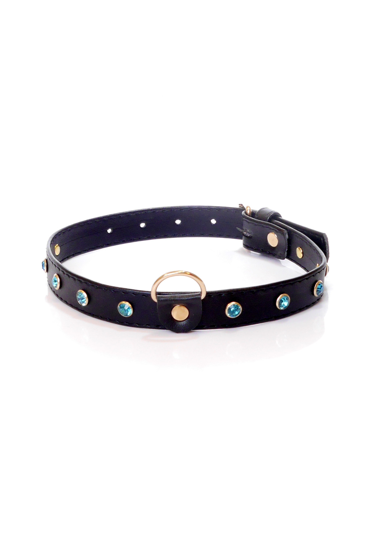 Fetish Fantasy Collar 2 Cm Turquoise Crystal - Obroża na szyje, Czarno-błękitna ▶️▶️ DYSKRETNIE ▶️ GWARANCJA ▶️ PRZESYŁKA 24h ▶️