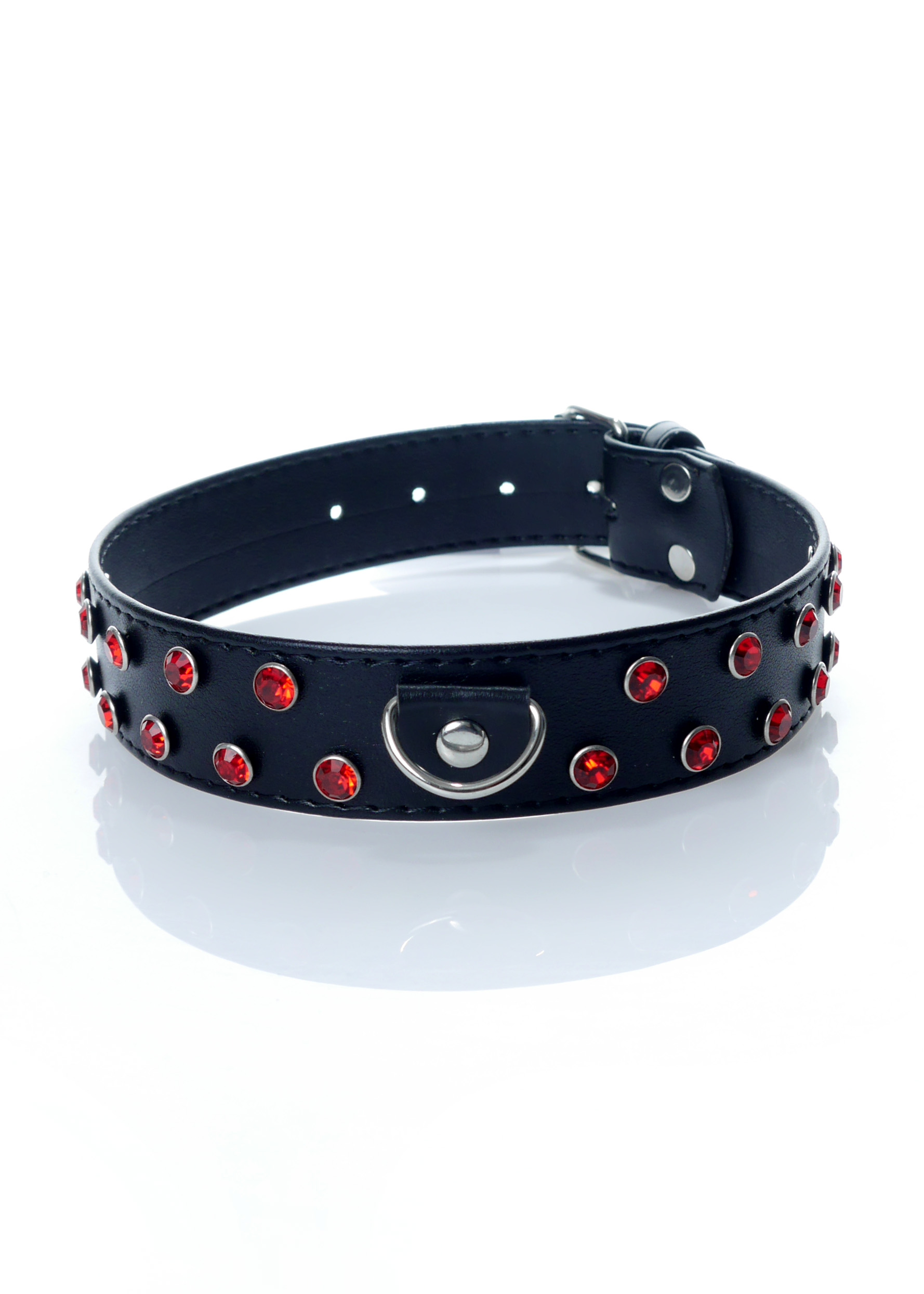 Fetish Fantasy Collar 3 Cm. Red Crystal - Obroża na szyje, Czarno-czerwona ▶️▶️ DYSKRETNIE ▶️ GWARANCJA ▶️ PRZESYŁKA 24h ▶️