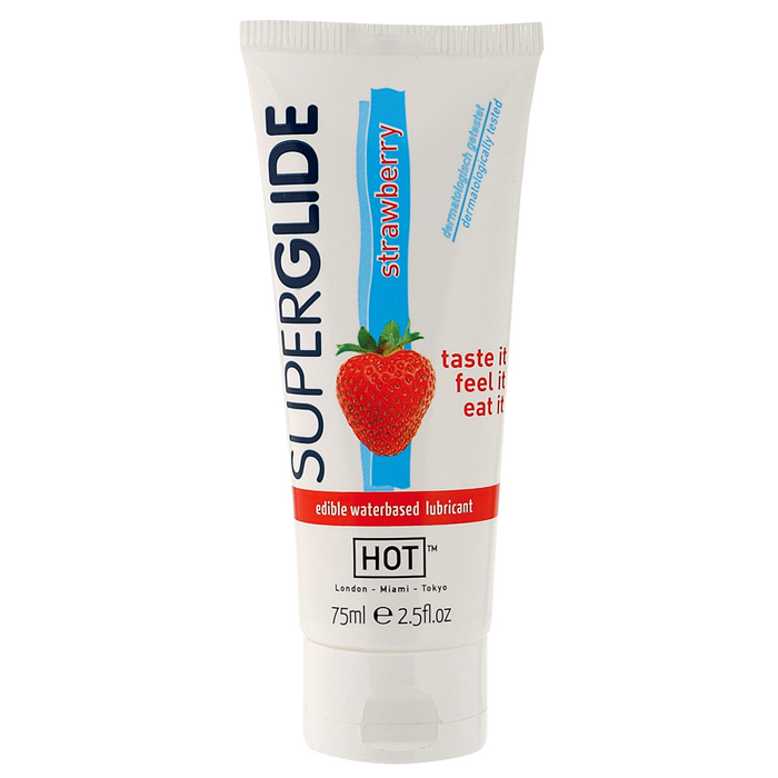 HOT Superglide Strawberry 75Ml Edible Lubricant Waterbased - Lubrykant na bazie wody, truskawkowy ▶️▶️ DYSKRETNIE ▶️ GWARANCJA ▶️ PRZESYŁKA 24h ▶️