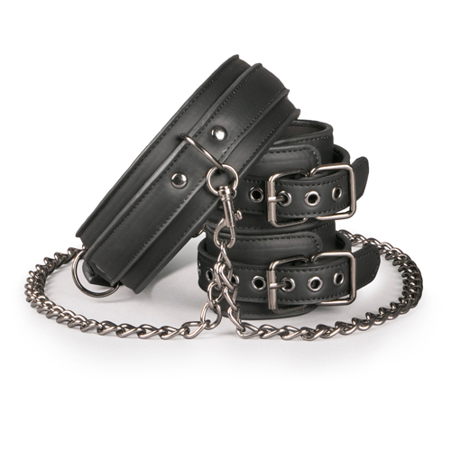 Easy Toys Leather Collar With Handcuffs - Kajdanki do rąk z obrożą ▶️▶️ DYSKRETNIE ▶️ GWARANCJA ▶️ PRZESYŁKA 24h ▶️