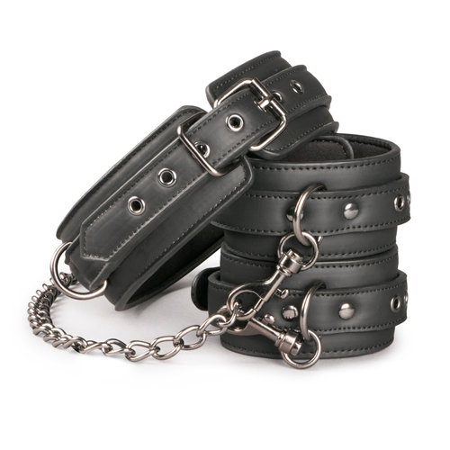 Easy Toys Leather Collar With Anklecuff - Kajdanki do nóg z obrożą ▶️▶️ DYSKRETNIE ▶️ GWARANCJA ▶️ PRZESYŁKA 24h ▶️