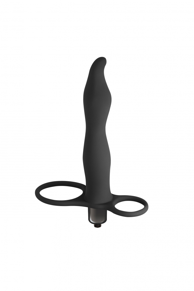 Lola Toys Strap On Pure Passion Flirtini Black - Podwójny pierścień na penisa z dildem, czarny ▶️▶️ DYSKRETNIE ▶️ GWARANCJA ▶️ PRZESYŁKA 24h ▶️