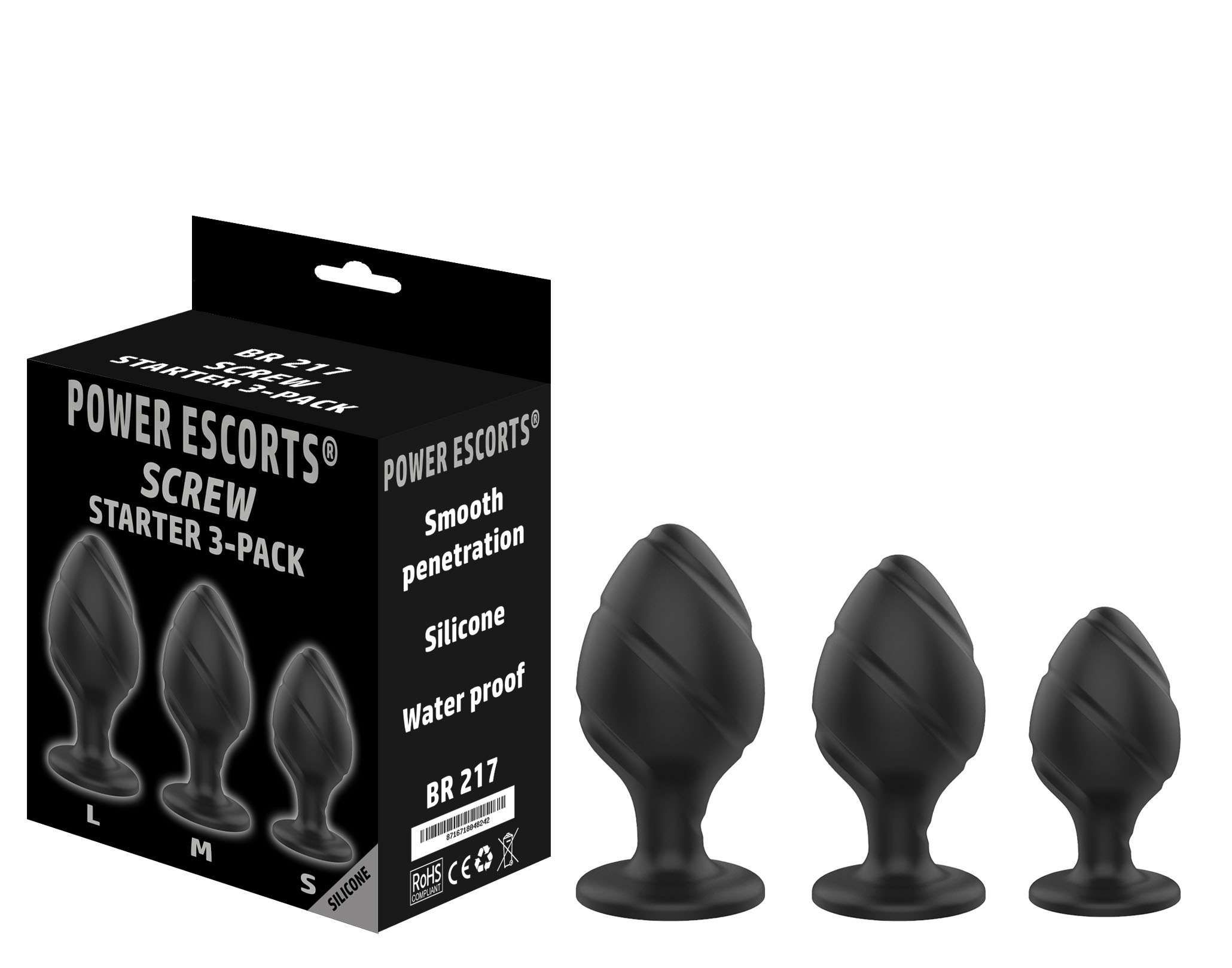 Power Escorts Screw Plug 3 Pack - Zestaw korków analnych ▶️▶️ DYSKRETNIE ▶️ GWARANCJA ▶️ PRZESYŁKA 24h ▶️