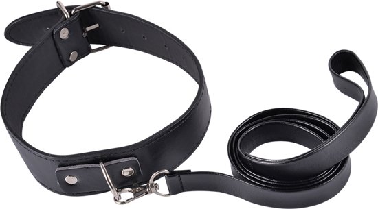 Power Escorts Kinky Collar Black Collar With Leash Adjustable - Obroża ze smyczą ▶️▶️ DYSKRETNIE ▶️ GWARANCJA ▶️ PRZESYŁKA 24h ▶️