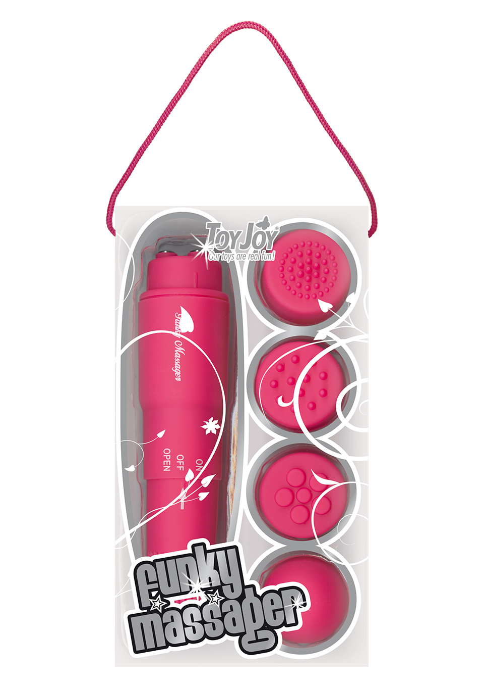 ToyJoy Funky Massager Pink - Wibrator łechtaczkowy z różnymi końcówkami, różowy ▶️▶️ DYSKRETNIE ▶️ GWARANCJA ▶️ PRZESYŁKA 24h ▶️