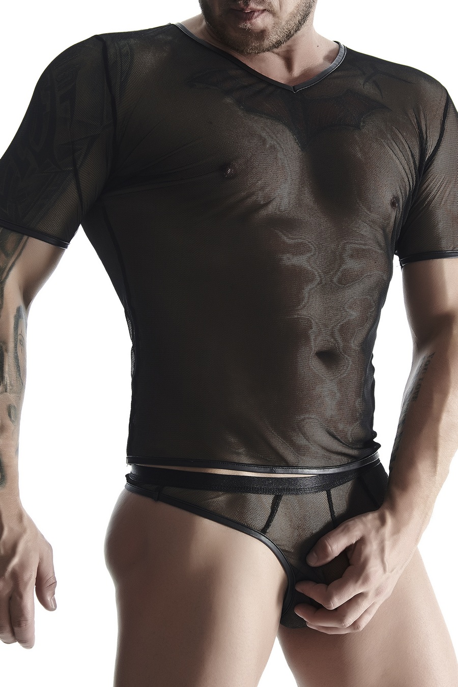 Regnes Men's Wetlook 26 - Męski komplet, Czarny Wariant/Rozmiar: XL ▶️▶️ DYSKRETNIE ▶️ GWARANCJA ▶️ PRZESYŁKA 24h ▶️