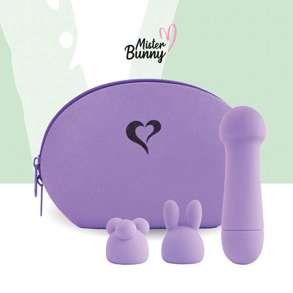 FeelzToys Mister Bunny Massage Purple - Wibrator wand z dodatkowymi końcówkami Fioletowy ▶️▶️ DYSKRETNIE ▶️ GWARANCJA ▶️ PRZESYŁKA 24h ▶️