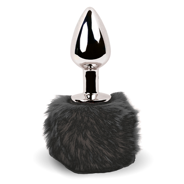 FeelzToys Bunny Tails Butt Plug Black - korek analny z pomponem Czarny ▶️▶️ DYSKRETNIE ▶️ GWARANCJA ▶️ PRZESYŁKA 24h ▶️