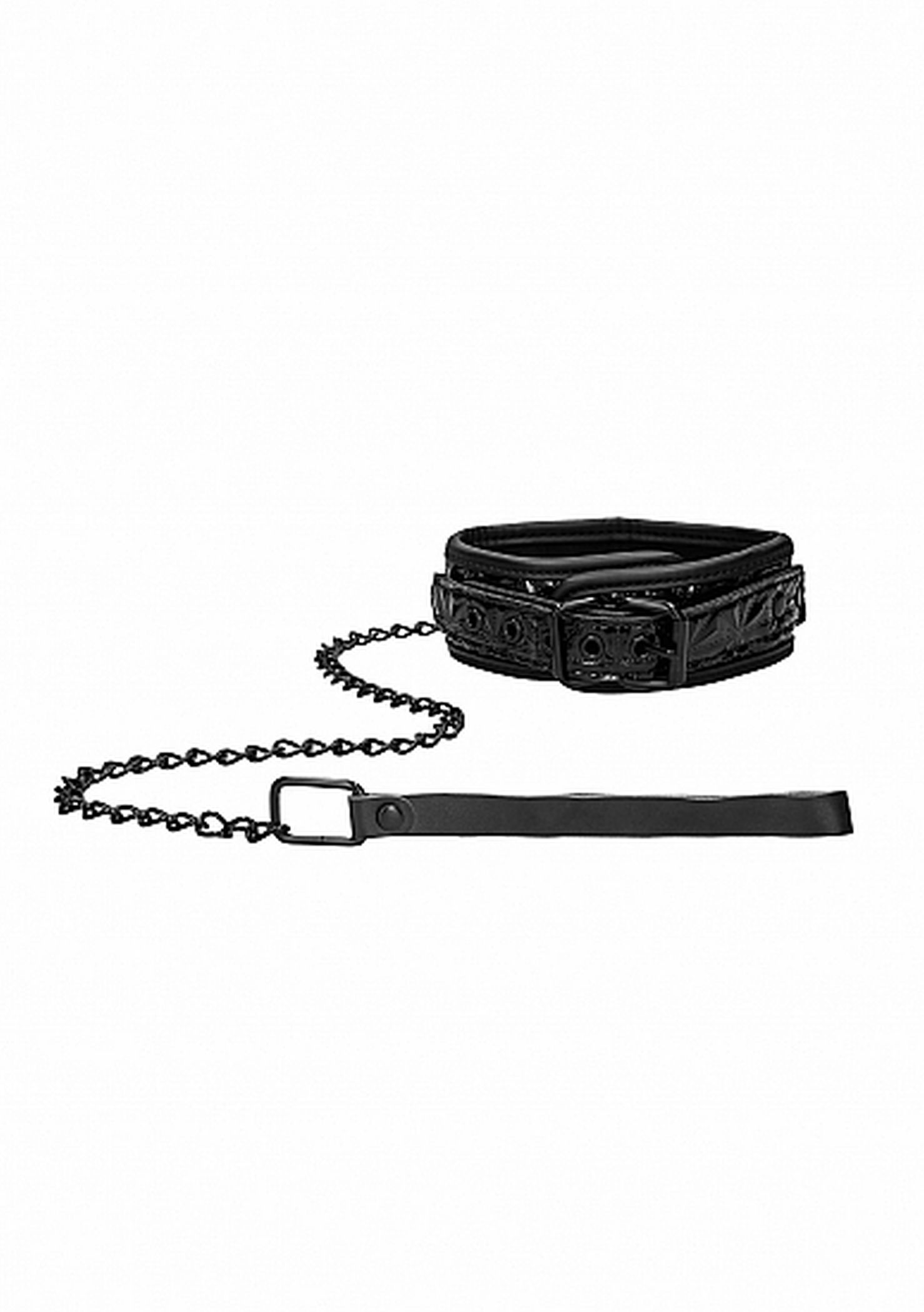 Ouch! Luxury Collar With Leash Black - Obroża ze smyczą ▶️▶️ DYSKRETNIE ▶️ GWARANCJA ▶️ PRZESYŁKA 24h ▶️