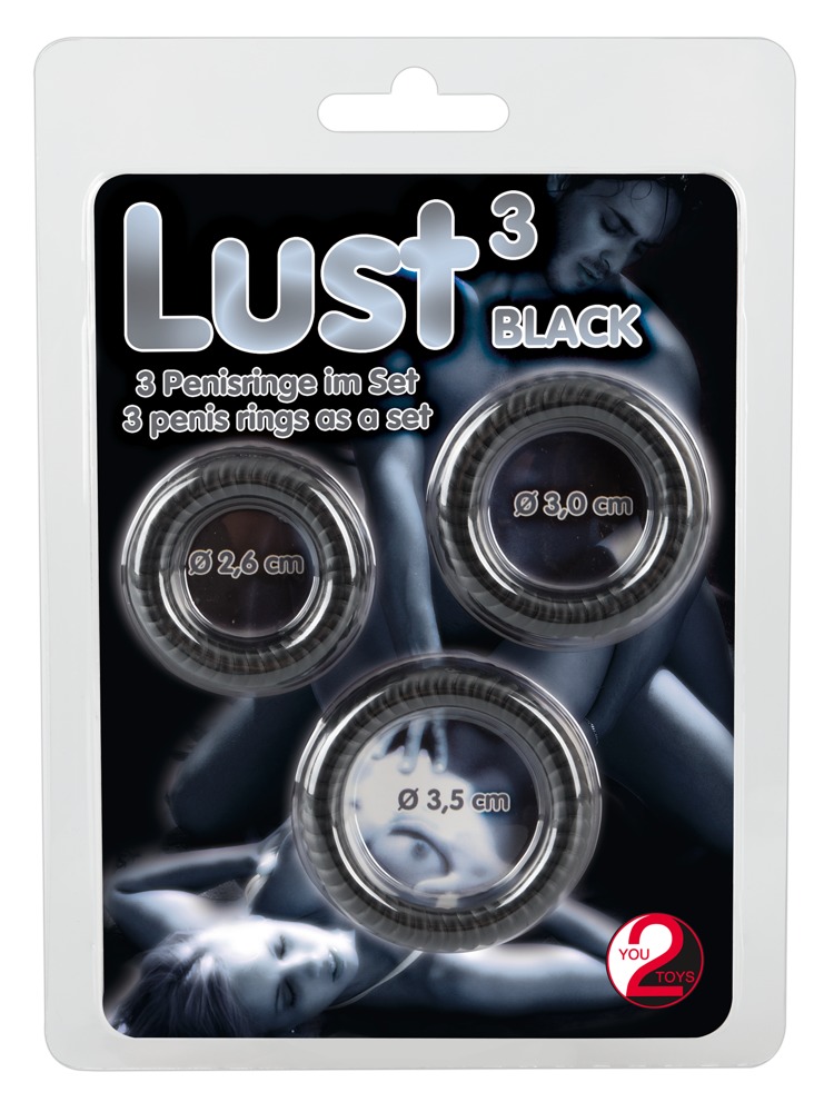 You2Toys Lust 3 Black - Zestaw elastycznych pierścieni erekcyjnych, czarne ▶️▶️ DYSKRETNIE ▶️ GWARANCJA ▶️ PRZESYŁKA 24h ▶️