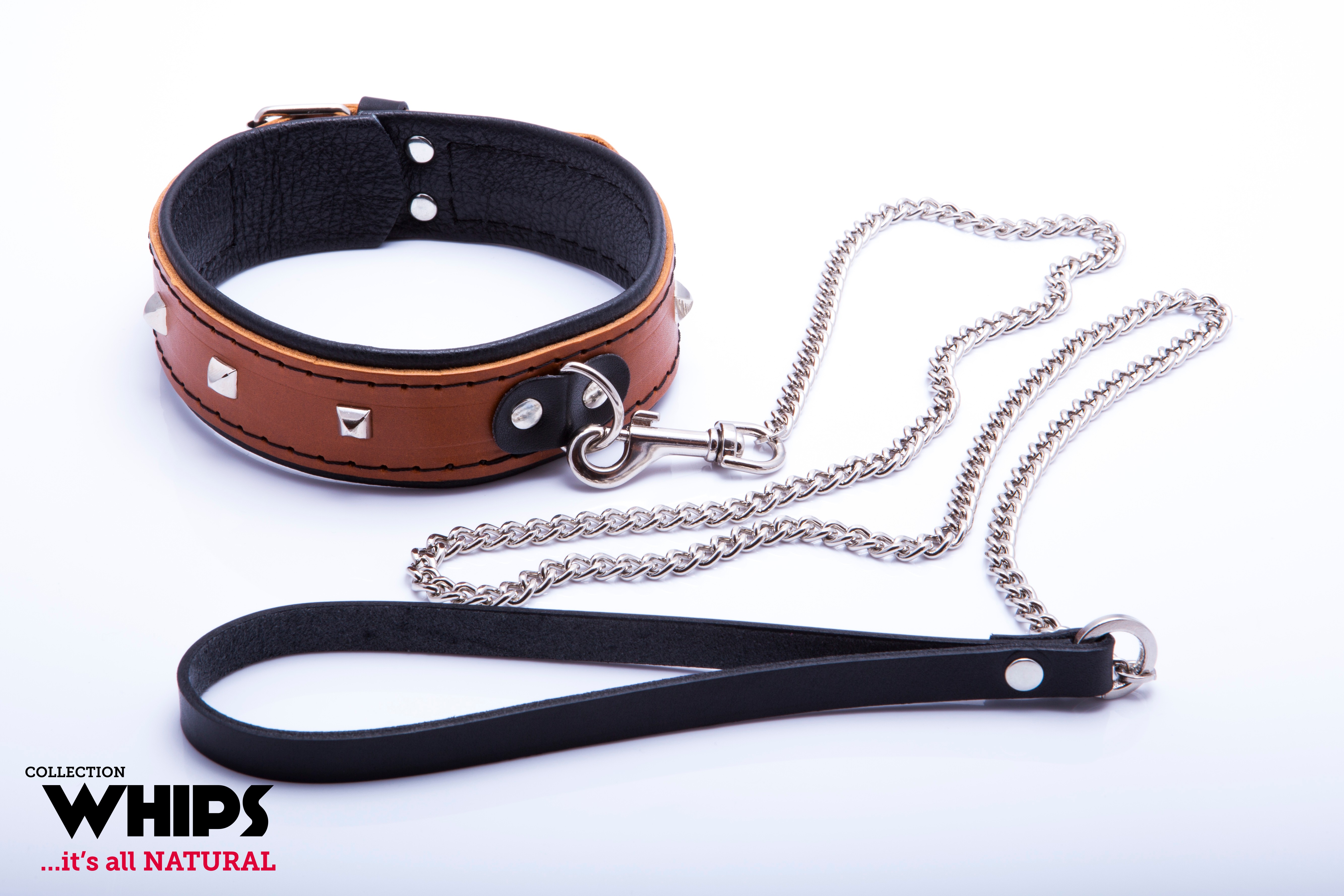 Whips Collection - Obroża Damska Ze Smyczą, Koniakowa ▶️▶️ DYSKRETNIE ▶️ GWARANCJA ▶️ PRZESYŁKA 24h ▶️
