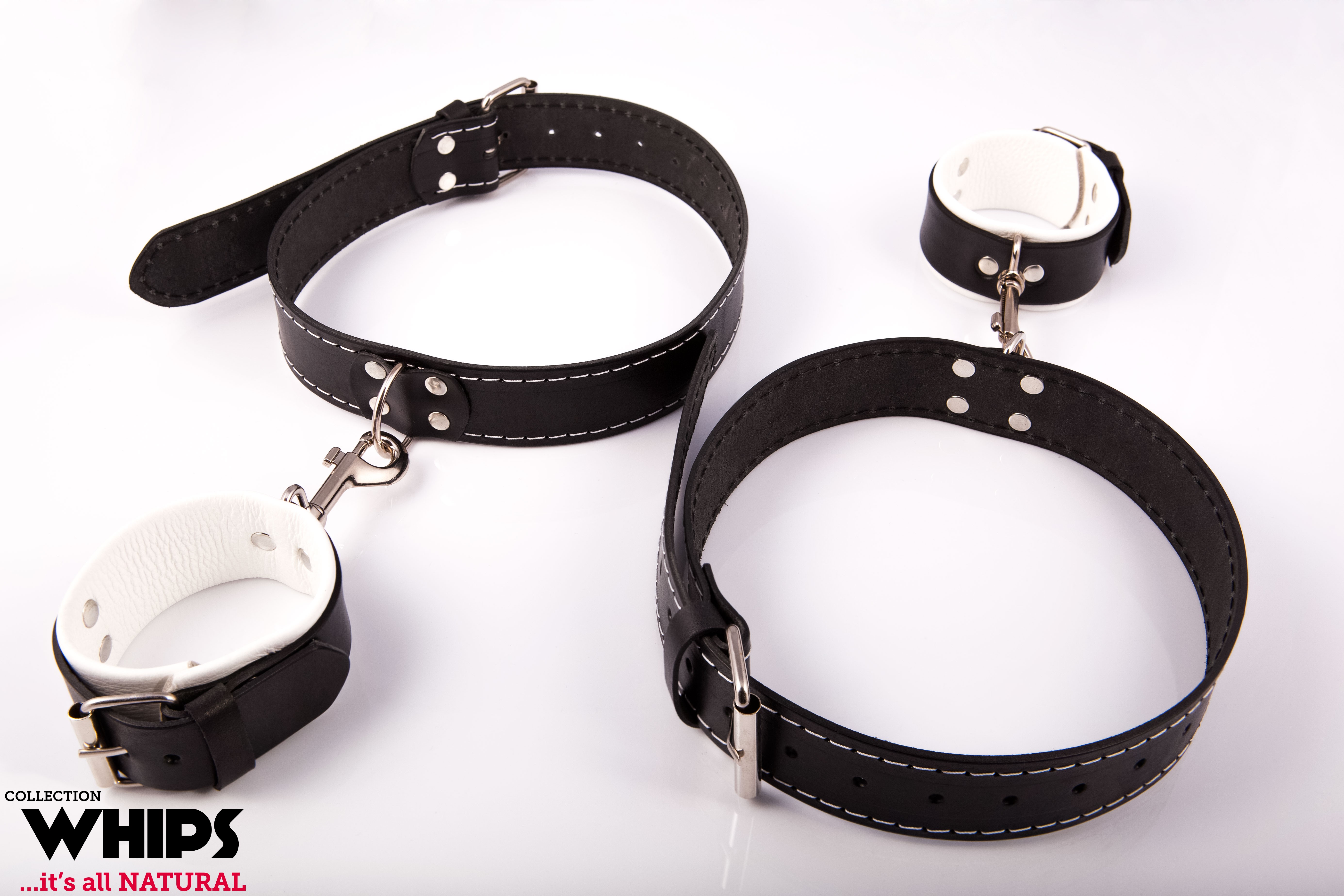 Whips Collection - Kajdanki Męskie Na Uda, Białe ▶️▶️ DYSKRETNIE ▶️ GWARANCJA ▶️ PRZESYŁKA 24h ▶️