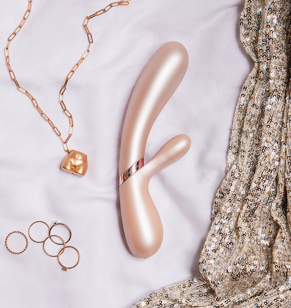 Satisfyer Hot Lover (champagne) - Wibrator króliczek z opcją podgrzewania, Champagne - różowy ▶️▶️ DYSKRETNIE ▶️ GWARANCJA ▶️ PRZESYŁKA 24h ▶️