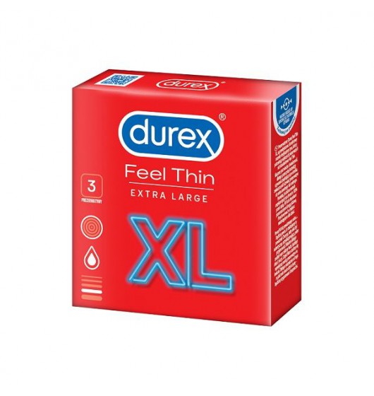 Durex Feel Thin XL 3 szt. - prezerwatywy cienkie ▶️▶️ DYSKRETNIE ▶️ GWARANCJA ▶️ PRZESYŁKA 24h ▶️