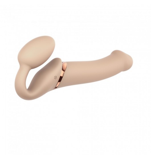 Strap-on-me Vibrating Strap-on Vanilla L - Wibrujące dildo strap on, Beżowy ▶️▶️ DYSKRETNIE ▶️ GWARANCJA ▶️ PRZESYŁKA 24h ▶️