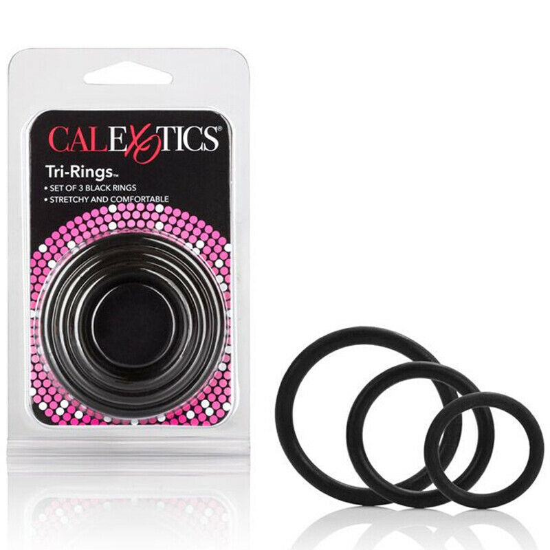 CalExotics Tri Rings Black - Zestaw elastycznych pierścieni erekcyjnych Czarny ▶️▶️ DYSKRETNIE ▶️ GWARANCJA ▶️ PRZESYŁKA 24h ▶️