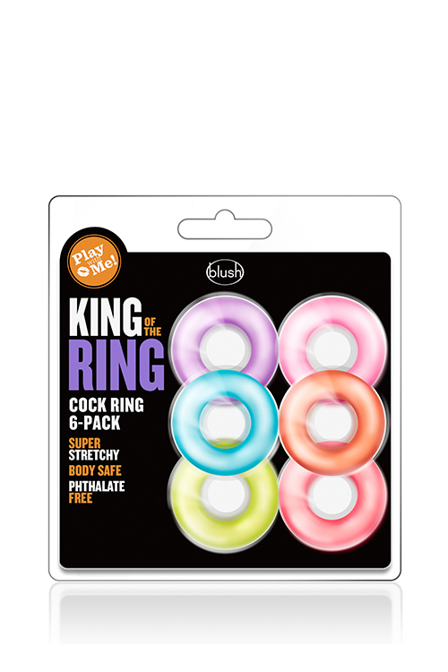 Blush Play With Me King Of The Ring 6 Pack - Zestaw elastycznych pierścieni erekcyjnych ▶️▶️ DYSKRETNIE ▶️ GWARANCJA ▶️ PRZESYŁKA 24h ▶️