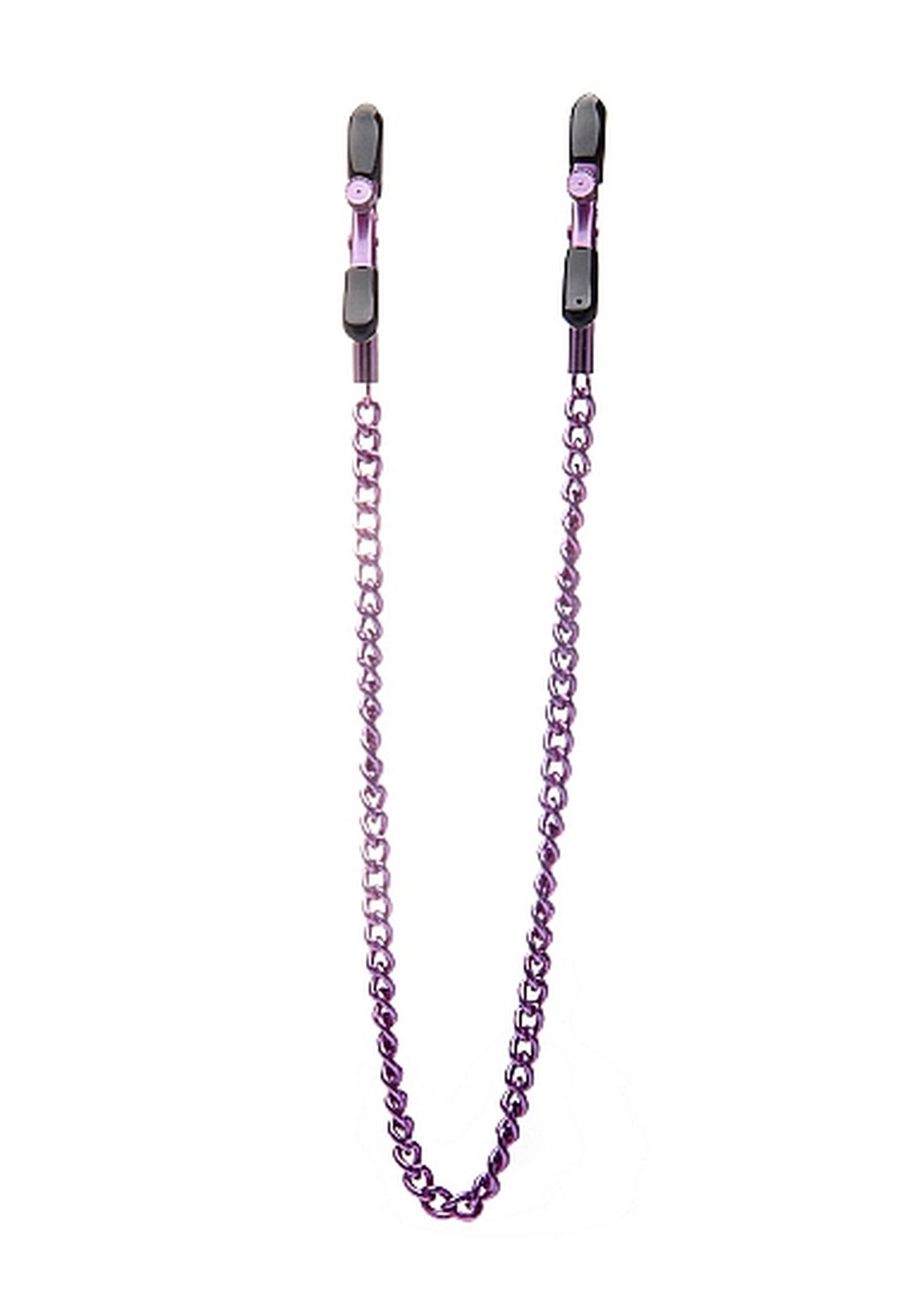 Ouch! Adjustable Nipple Clamps Purple - Zaciski na sutki z łańcuszkiem Fioletowy ▶️▶️ DYSKRETNIE ▶️ GWARANCJA ▶️ PRZESYŁKA 24h ▶️