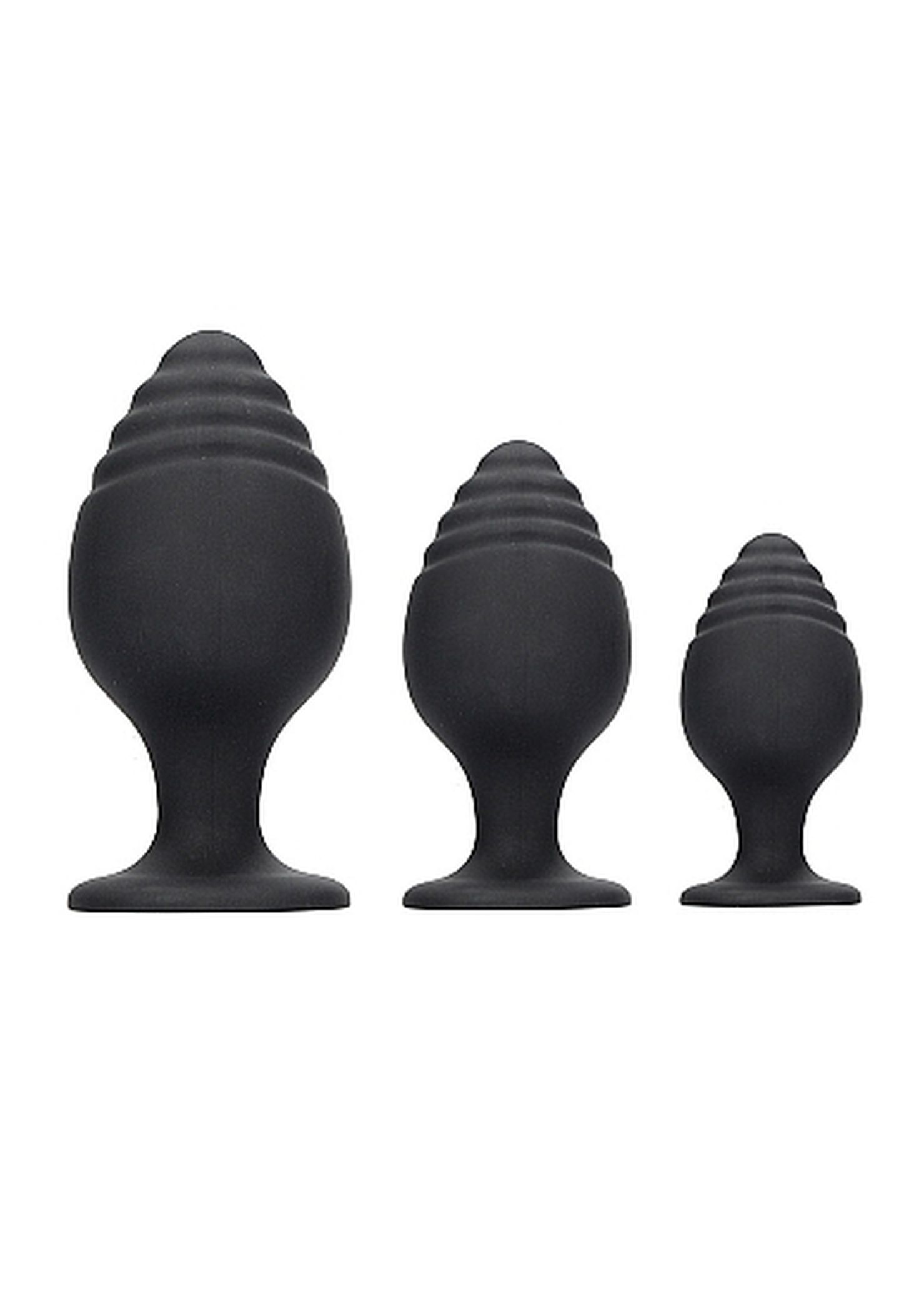 Ouch! Rippled Butt Plug Set Black - Zestaw korków analnych ▶️▶️ DYSKRETNIE ▶️ GWARANCJA ▶️ PRZESYŁKA 24h ▶️