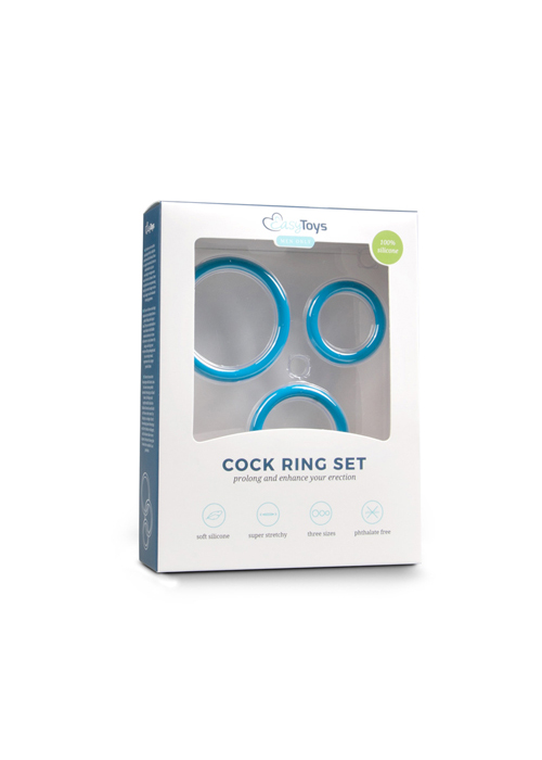 Easy Toys Cock Ring Set Blue - Zestaw elastycznych pierścieni erekcyjnych Niebieski ▶️▶️ DYSKRETNIE ▶️ GWARANCJA ▶️ PRZESYŁKA 24h ▶️