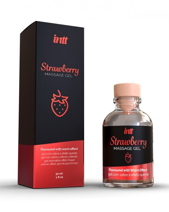 Intt Strawberry Kissable Massage Gel - Jadalny olejek do masażu o smaku truskawkowym ▶️▶️ DYSKRETNIE ▶️ GWARANCJA ▶️ PRZESYŁKA 24h ▶️