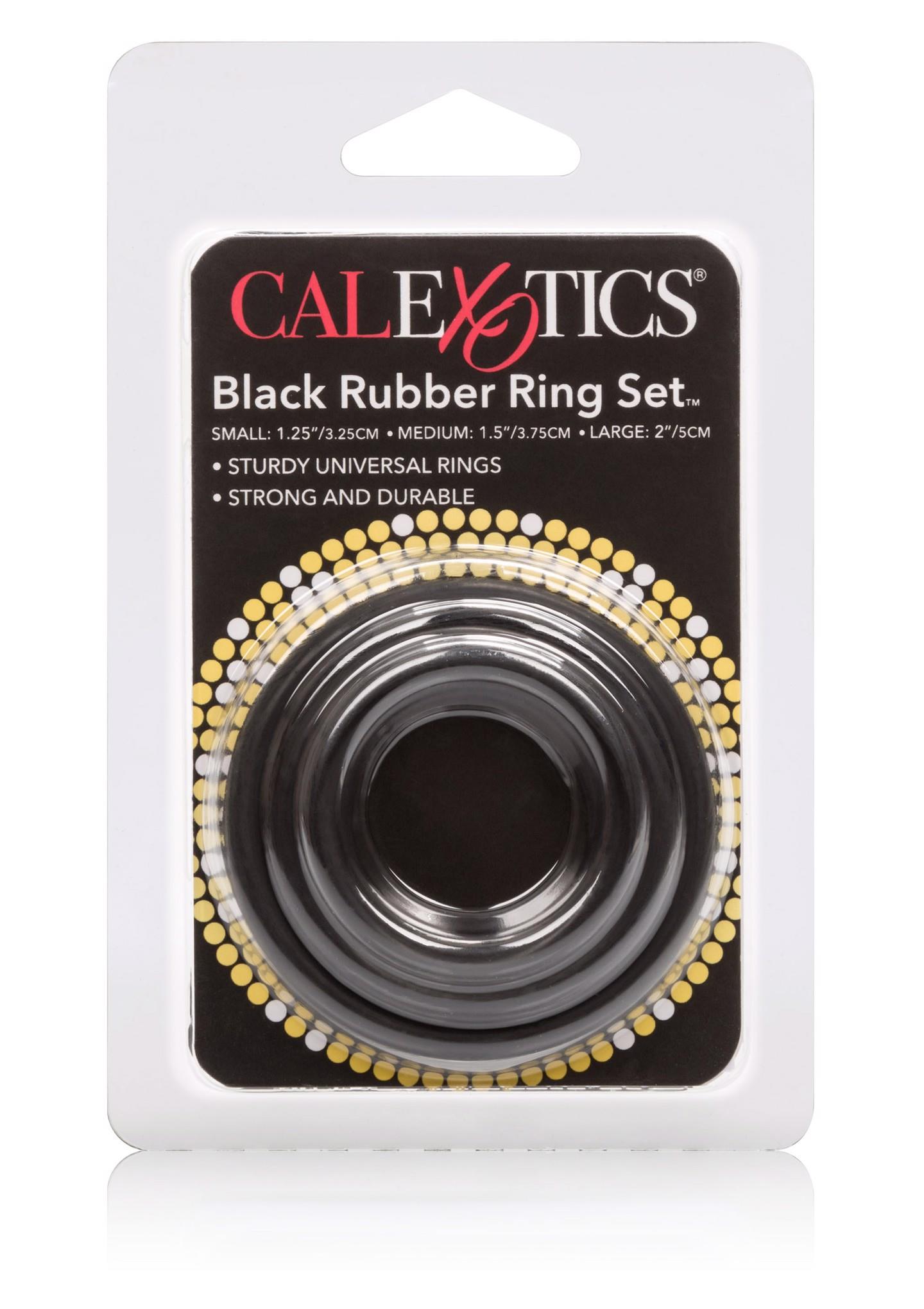 CalExotics Rubber Ring 3 Piece Set Black - Zestaw elastycznych pierścieni na penisa ⚫ DARMOWA DOSTAWA od 299zł ⚫ DYSKRETNA PRZESYŁKA 24H Z POLSKI ⚫