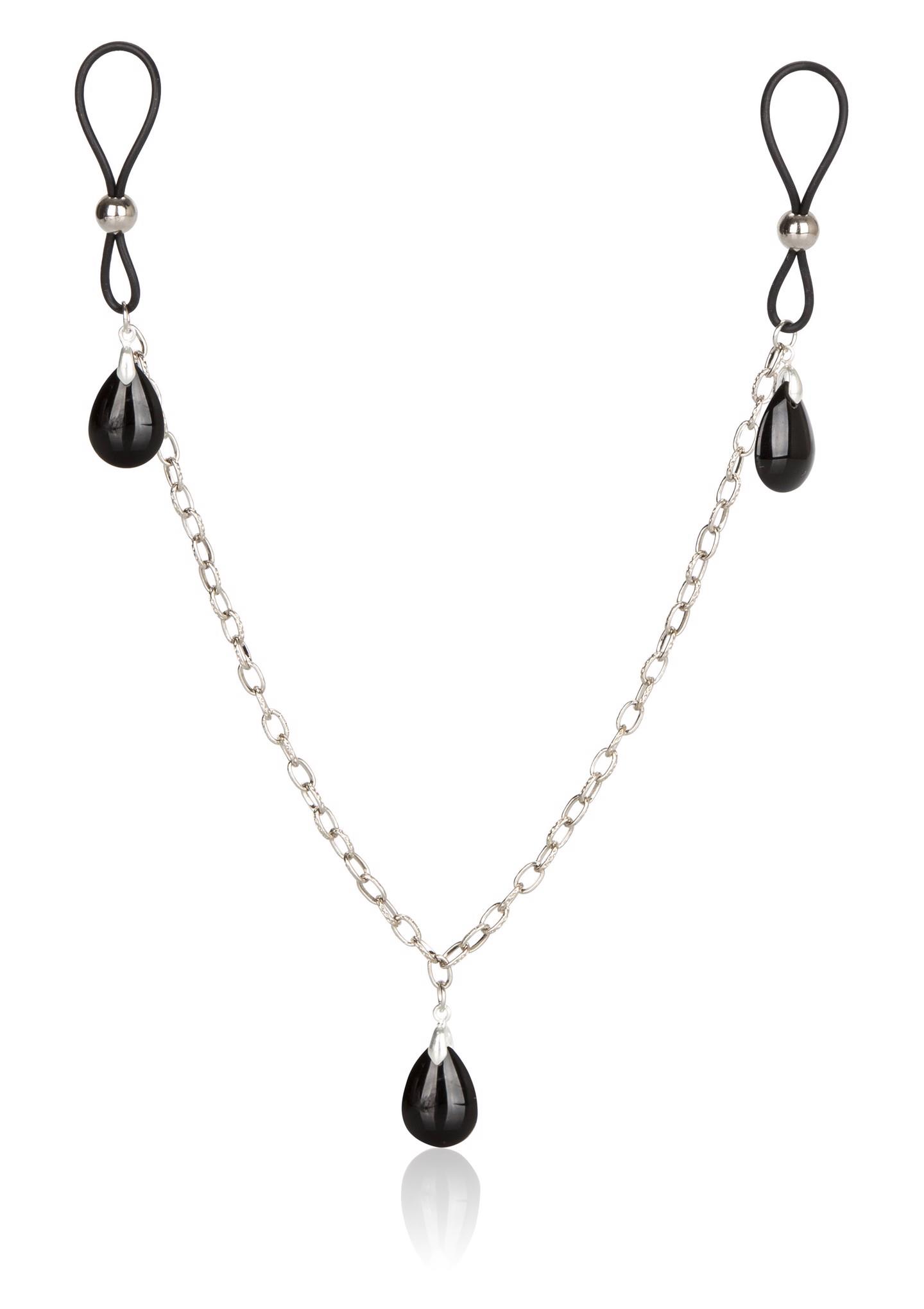 CalExotics Nonpierce Nipple Chain Jewelry Black - Zaciski na sutki z łańcuszkiem ▶️▶️ DYSKRETNIE ▶️ GWARANCJA ▶️ PRZESYŁKA 24h ▶️