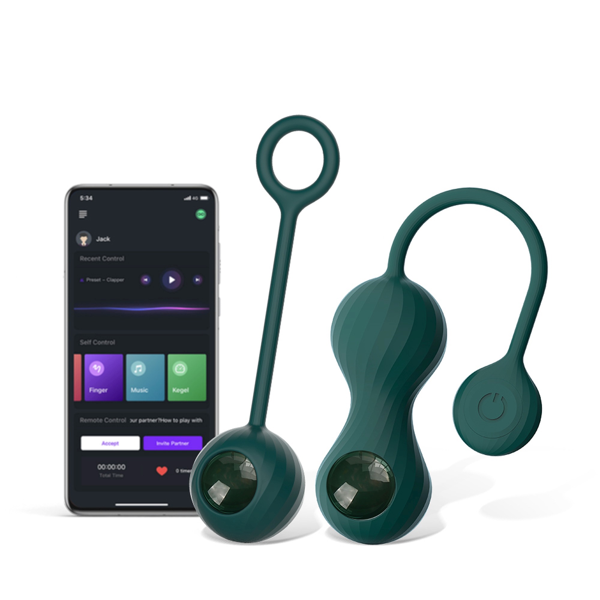 Magic Motion crystal duo smart kegel vibrator with weight set - Wibrujące kulki gejszy sterowane aplikacją