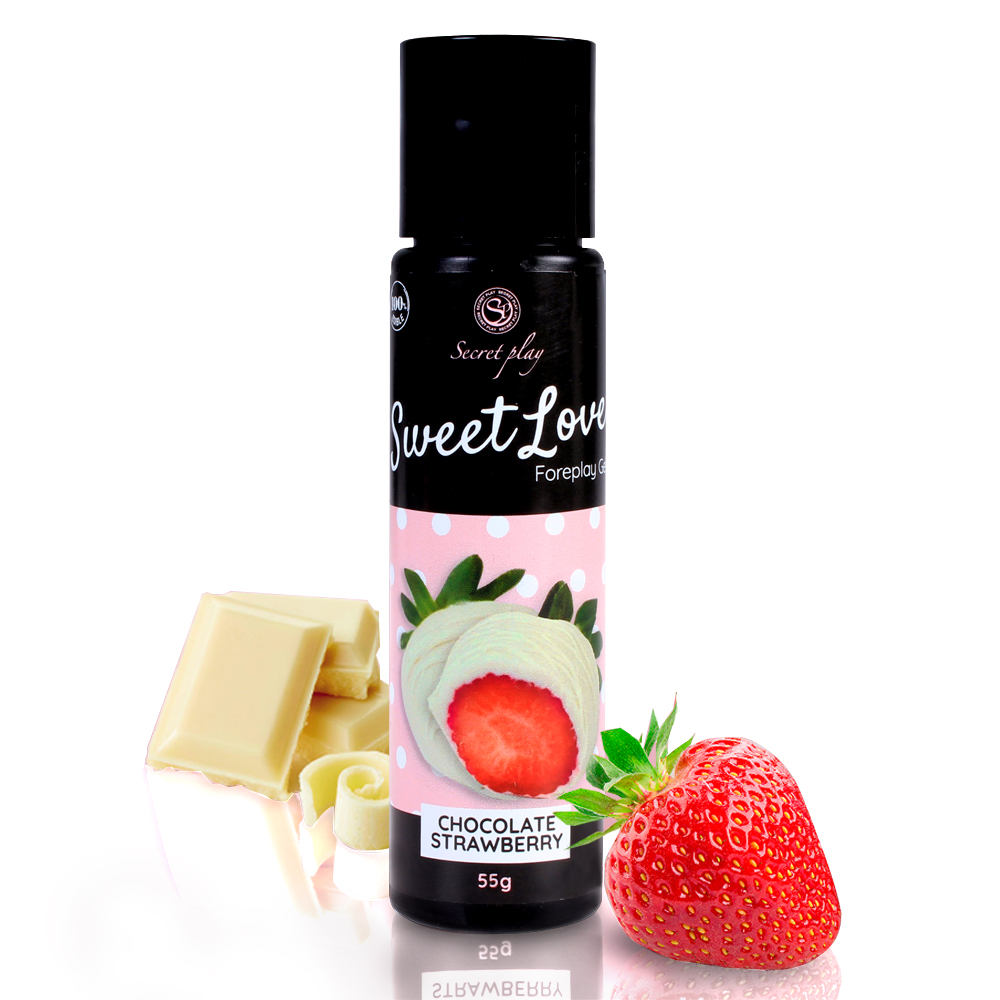 Secret Play strawberry & white chocolate gel - 60 ml - Kremowy żel o smaku truskawek i czekolady ▶️▶️ DYSKRETNIE ▶️ GWARANCJA ▶️ PRZESYŁKA 24h ▶️