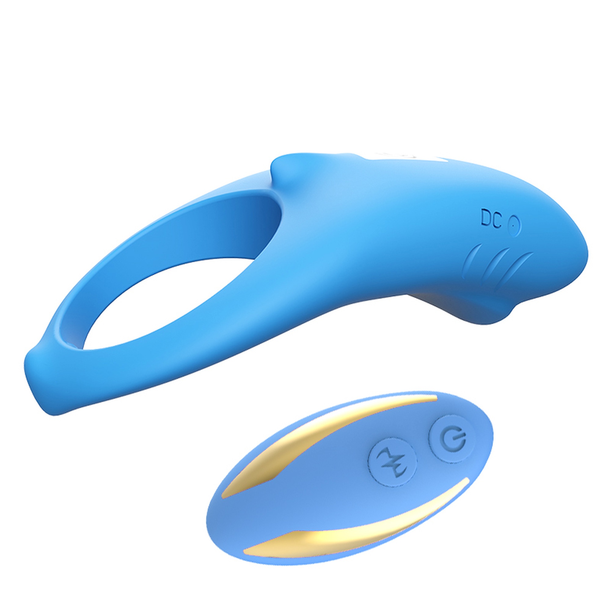 Boss Series shark light blue (with remote) - Wibrujący pierścień erekcyjny z pilotem, Niebieski ▶️▶️ DYSKRETNIE ▶️ GWARANCJA ▶️ PRZESYŁKA 24h ▶️