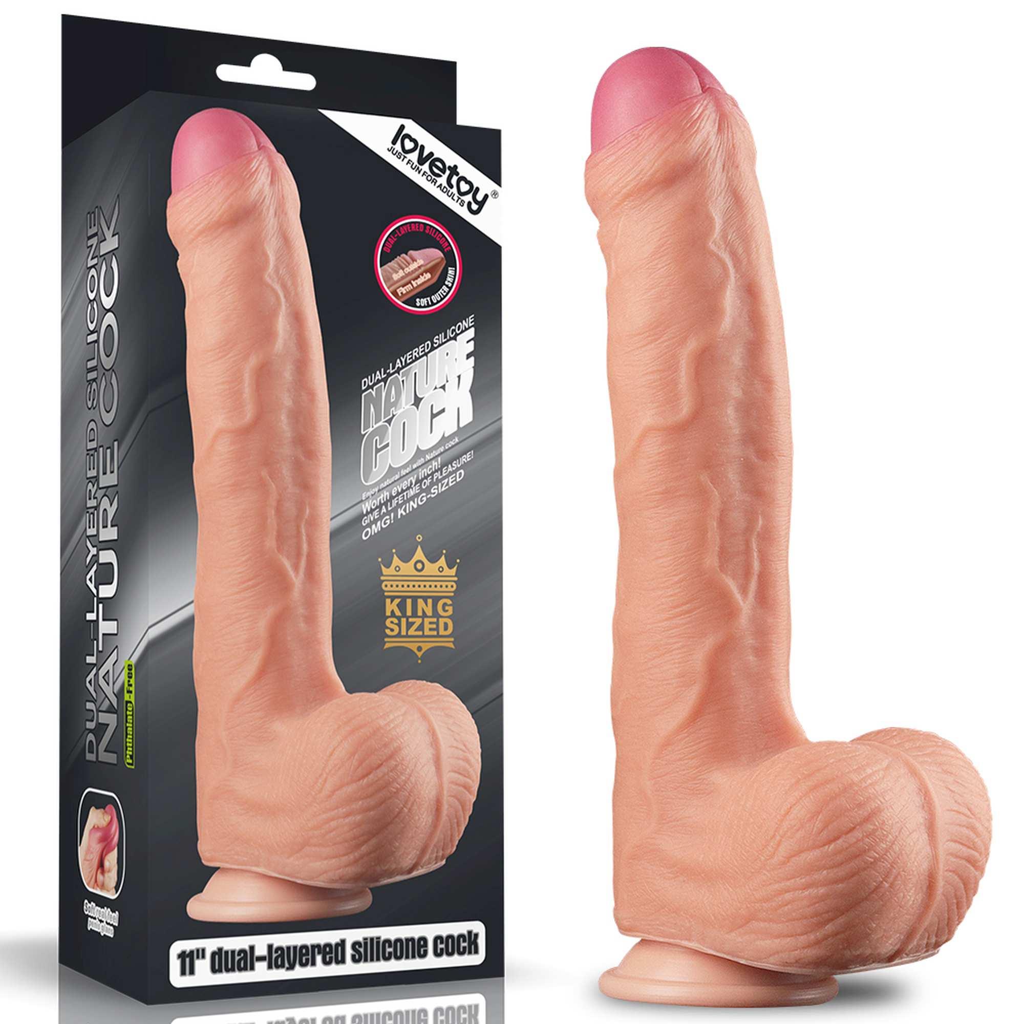 Lovetoy 11' Dual Layer Platinum Silicone Cock - Dildo klasyczne na przyssawce ▶️▶️ DYSKRETNIE ▶️ GWARANCJA ▶️ PRZESYŁKA 24h ▶️