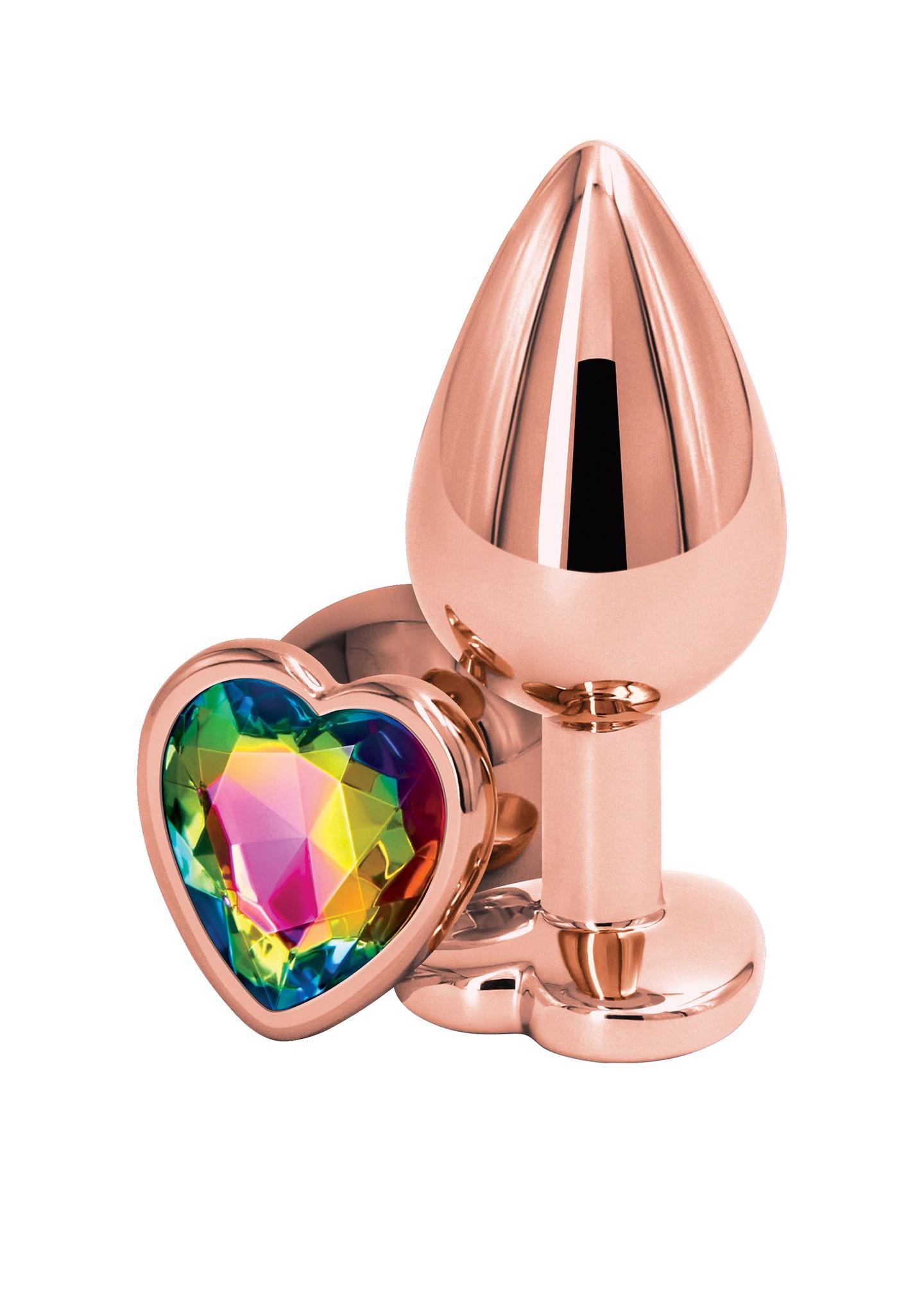 NS Novelties Rear Assets Rose Gold Heart M Multicolor - Korek analny z kamieniem ozdobnym ▶️ ⚫BLACK FRIDAY ⚫▶️EXTRA -15% Z KODEM 