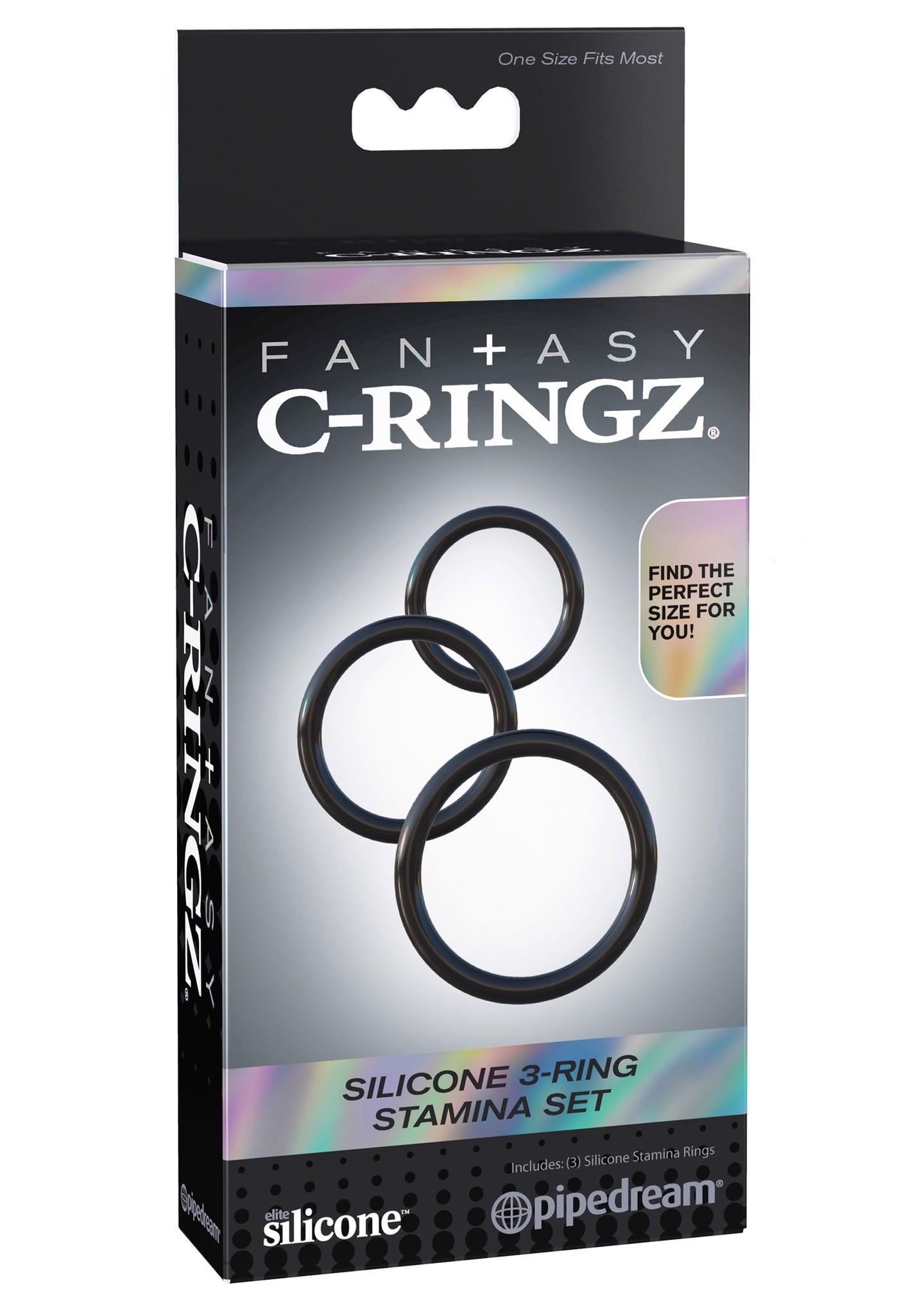 Pipedream Silicone 3 Ring Stamina Set Black - Zestaw elastycznych pierścieni na penisa ▶️▶️ DYSKRETNIE ▶️ GWARANCJA ▶️ PRZESYŁKA 24h ▶️