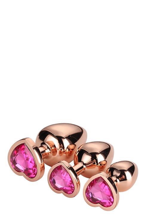 Dream Toys Gleaming Love Rose Gold Plug Set - Zestaw korków analnych, Złoty ▶️▶️ DYSKRETNIE ▶️ GWARANCJA ▶️ PRZESYŁKA 24h ▶️