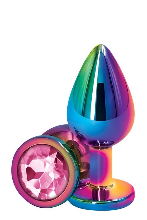 NS Novelties Rear Assets Multicolor M Pink - Korek analny z kamieniem ozdobnym ▶️▶️ DYSKRETNIE ▶️ GWARANCJA ▶️ PRZESYŁKA 24h ▶️
