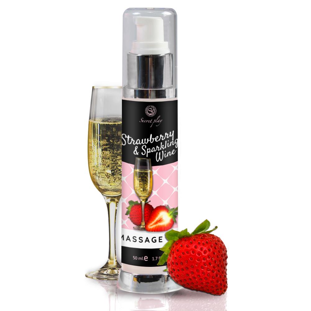 Secret Play Strawberry & Sparkling Wine Massage Oil 50 Ml - Olejek do masażu ▶️▶️ DYSKRETNIE ▶️ GWARANCJA ▶️ PRZESYŁKA 24h ▶️