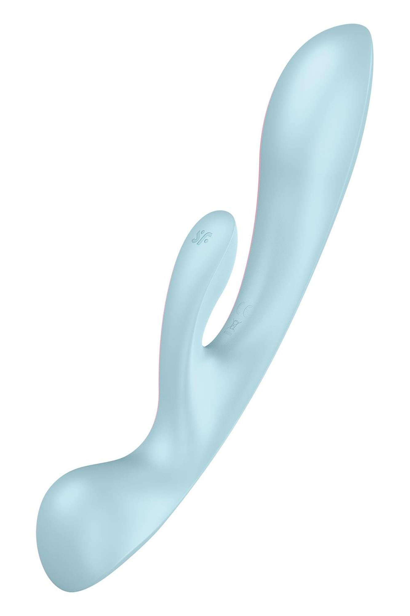 Satisfyer Triple Oh Light Blue - Wibrator króliczek i wand 2w1, Niebieski ▶️▶️ DYSKRETNIE ▶️ GWARANCJA ▶️ PRZESYŁKA 24h ▶️