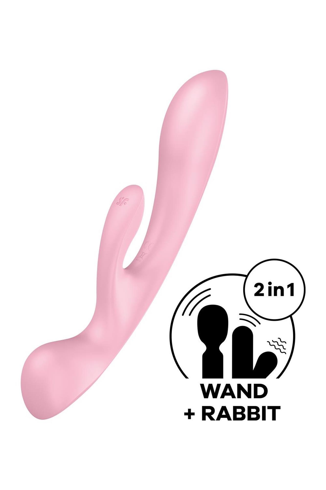 Satisfyer Triple Oh Pink - Wibrator króliczek i wand 2w1, Różowy ▶️▶️ DYSKRETNIE ▶️ GWARANCJA ▶️ PRZESYŁKA 24h ▶️