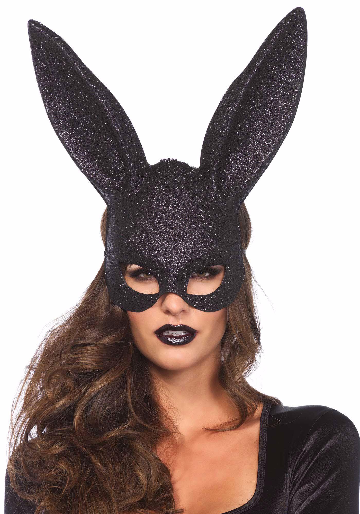 Leg Avenue Glitter Masquerade Rabbit Mask Black - Maska królicza, Czarny ▶️▶️ DYSKRETNIE ▶️ GWARANCJA ▶️ PRZESYŁKA 24h ▶️