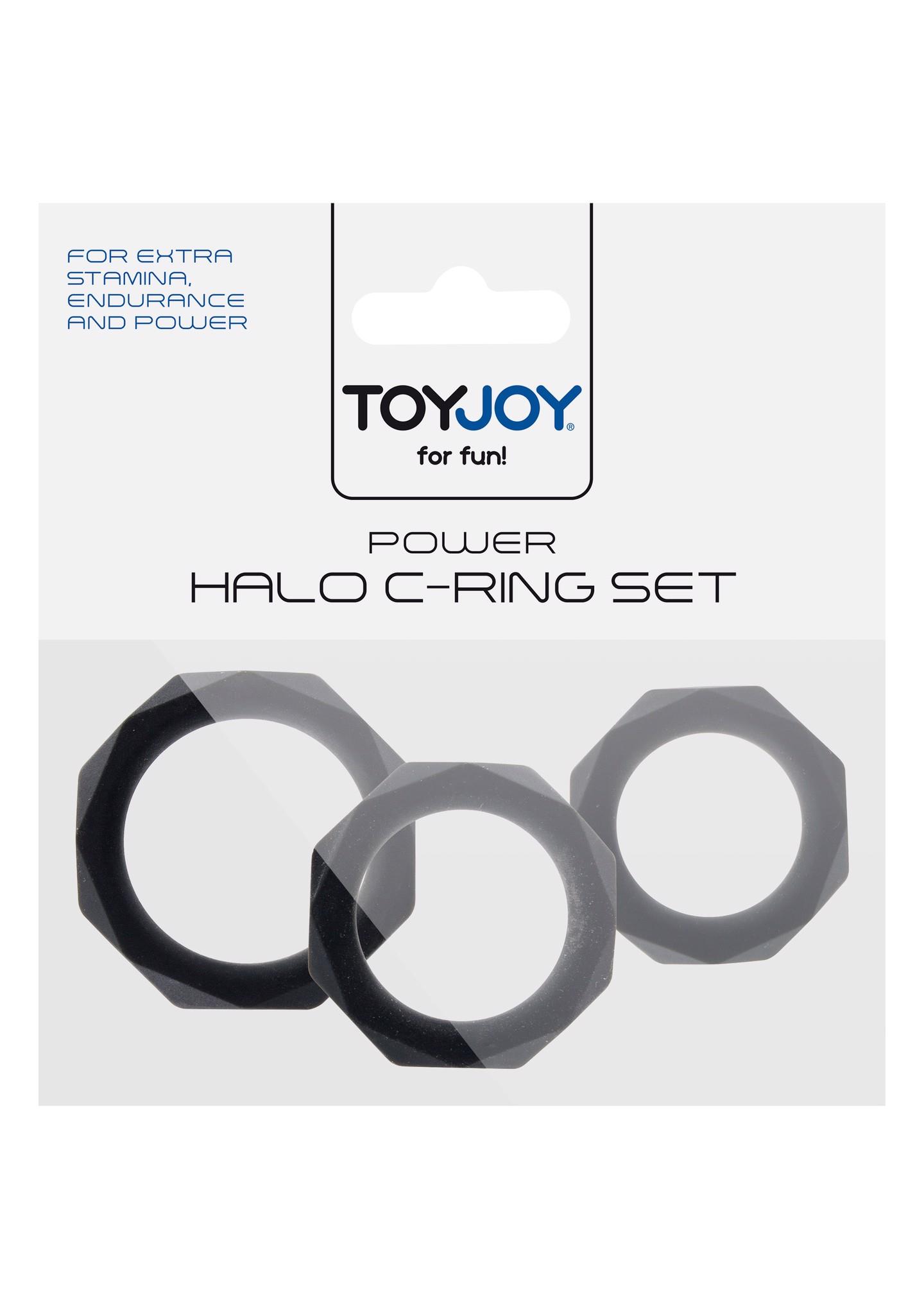 TOYJOY Power Halo C Ring Set Black - Zestaw elastycznych pierścieni na penisa ▶️▶️ DYSKRETNIE ▶️ GWARANCJA ▶️ PRZESYŁKA 24h ▶️