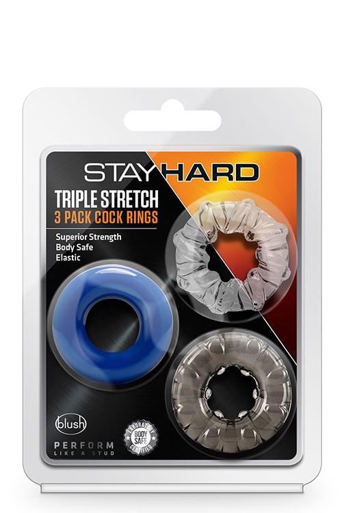 Stay Hard Triple Stretch 3Pack Cockrings - Zestaw elastycznych pierścieni na penisa ▶️▶️ DYSKRETNIE ▶️ GWARANCJA ▶️ PRZESYŁKA 24h ▶️