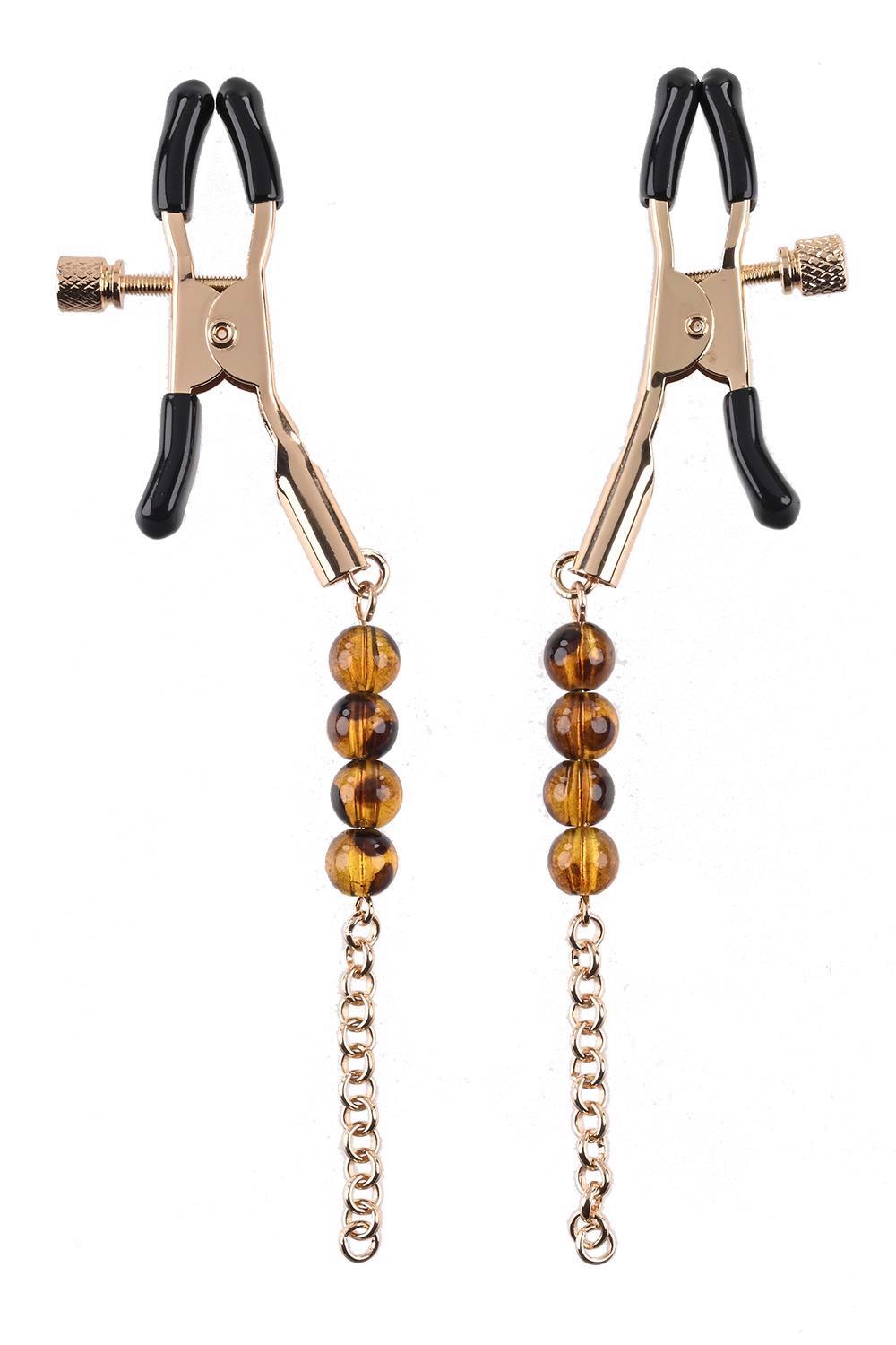 Sportsheets Amber Beaded Nipple Clamps - Łańcuszki na sutki ▶️▶️ DYSKRETNIE ▶️ GWARANCJA ▶️ PRZESYŁKA 24h ▶️