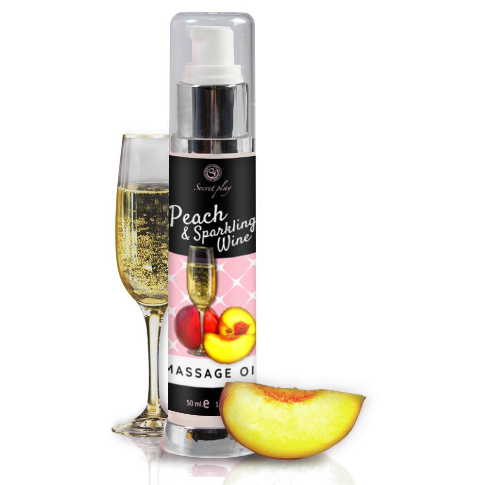 Secret Play Peach & Sparkling Wine Massage Oil 50 Ml - Olejek do masażu stymulujący ▶️▶️ DYSKRETNIE ▶️ GWARANCJA ▶️ PRZESYŁKA 24h ▶️