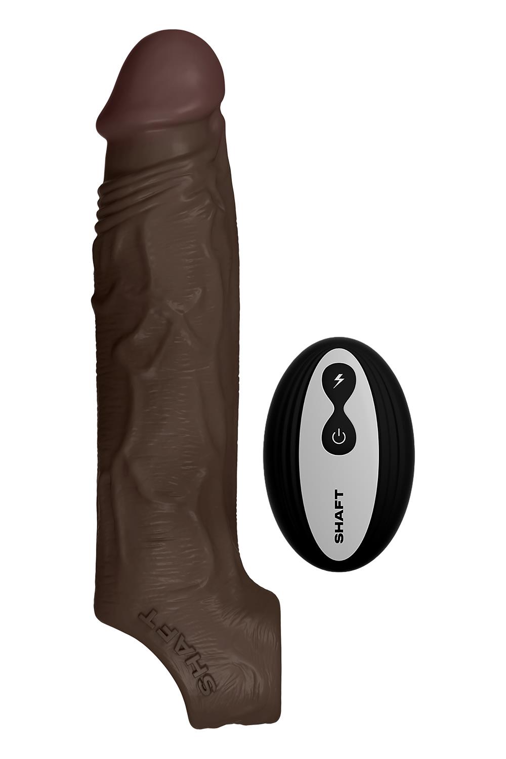 SHAFT Vibrating Sheath, Mahogany - Wibrująca nakładka sterowana pilotem, czarna ⚫ DARMOWA DOSTAWA od 299zł ⚫ DYSKRETNA PRZESYŁKA 24H Z POLSKI ⚫