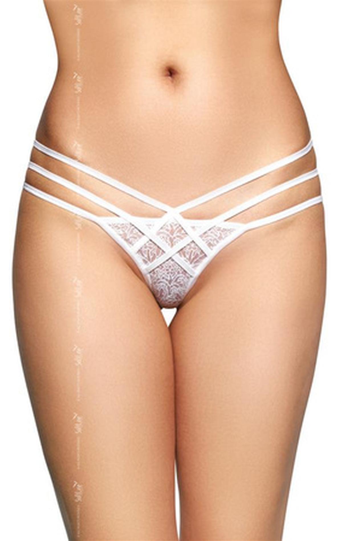 Softline Tongs 2492 - Majtki koronkowe z paseczkami, białe Wariant/Rozmiar: M/L ⚫ DARMOWA DOSTAWA od 299zł ⚫ DYSKRETNA PRZESYŁKA 24H Z POLSKI ⚫