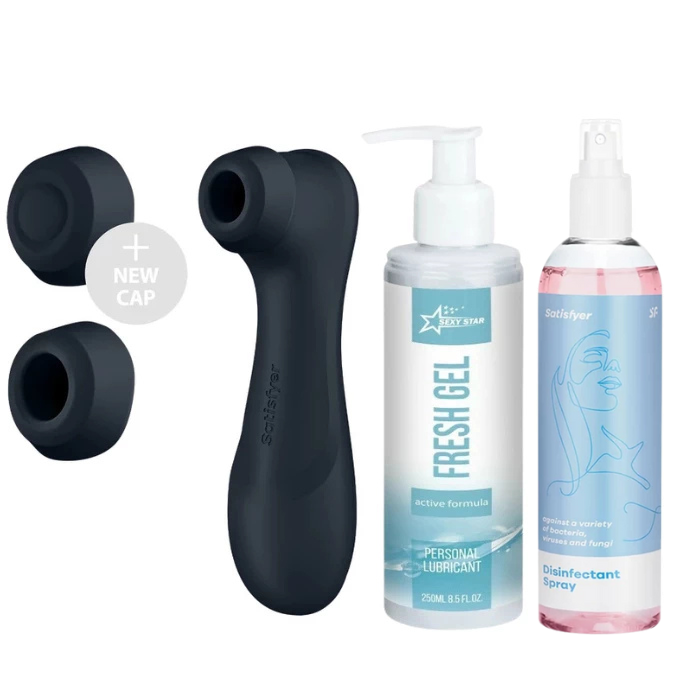 Zestaw Satisfyer Pro 2 Generation 3 -soniczny wibrator do łechtaczki + lubrykant + spray dezynfekujący