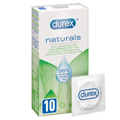 Durex Naturals - Prezerwatywy cienkie, wzbogacone lubrykantem, 10 szt. ▶️▶️ DYSKRETNIE ▶️ GWARANCJA ▶️ PRZESYŁKA 24h ▶️