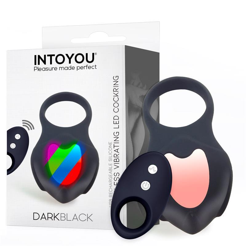 IntoYou Darkblack - Wibrujący pierścień erekcyjny, sterowany pilotem ▶️▶️ DYSKRETNIE ▶️ GWARANCJA ▶️ PRZESYŁKA 24h ▶️